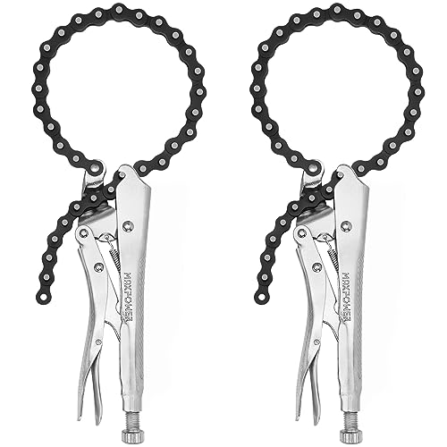 MAXPOWER 9-Inch Locking Chain Clamp with 19.7-Inch Chain 2 Pack