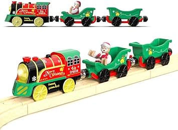 Christmas Train Toy for Railway System, Motorized Locomotive Train Set Compatible with Thomas, Brio, Chuggington