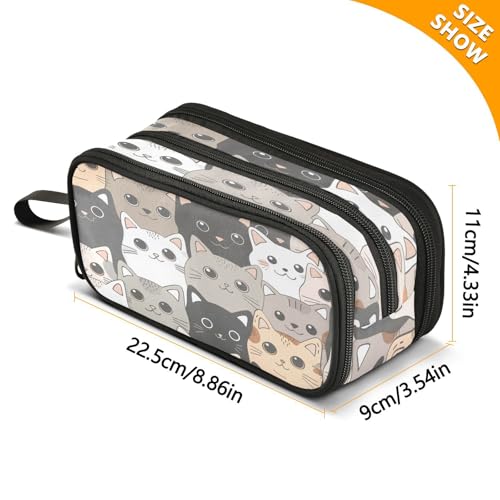 Image of Cats Pencil Case Large Capacity Pencil Pouch Boys Girls 3 Compartment Pen Bag School Office Stationery Organizer