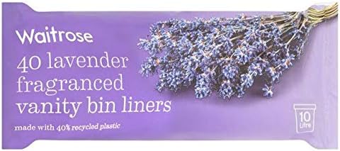 50 Lavender Fragranced Vanity Waste Bin Liners, 445mm x 460mm, 10 Litres