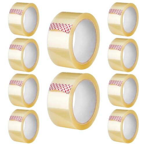 10 rollos de cinta transparente de embalaje de sellado de cartón de 2 mil 2 pulgadas x 110 yardas, cinta adhesiva fuerte sensible a la presión para almacenamiento, caja de correo en movimiento, envío