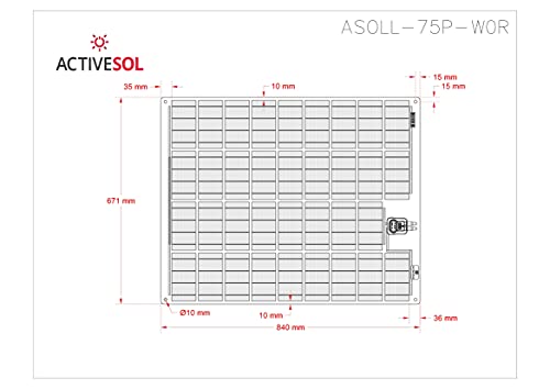 ACTIVESOL 75 Watt polykristallines Solarpanel | leichtes und flexibles Design | 668 x 834 mm | Hochleistungsmodul für… – Bild 6