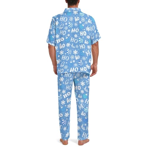 Men's Short Sleeve Pajama Set Sleepwear Button-Down Pjs Sets Soft Comfy 2 Piece Loungewear Sleepwear Outfits with Pockets2