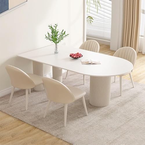 Kutis Modern Round Corner Kitchen Dining Table Heavy Duty Slate Sturdy Indoor Table Small Space Kitchen Furniture for Bar Living Room Office Leisure Coffee Table (120 x 60 x 75 CM).