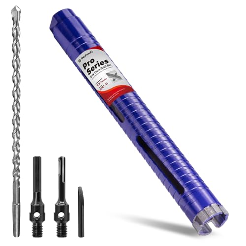 Image of 1-1 /4 inch Core Drill Bit with Pilot Bit & Adapters(SDS Plus and 1 /2 inch Hex), 5 /8 inch-11 Thread, 9.5 inch Depth, Upgraded-Welded Segments Diamond Core Bits for Concrete, Masonry, Brick, Stone