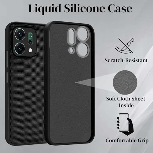 Image of Jkobi Back Cover Case for Oppo Reno14 5G | Oppo Reno 14 5G (Textured Grip Design | Micro-Fiber Cloth Inside | Slim and Light Weight | Soft Touch and Feel | Black)