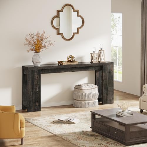 Image of Tribesigns 70.9-Inch Extra Long Console Table, Farmhouse Wood Sofa Table Behind Couch, Narrow Entryway Accent Table for Living Room, Hallway, Entrance, Foyer, Black