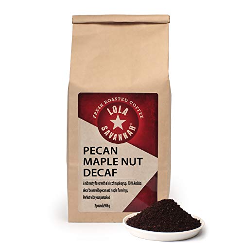 Lola Savannah Pecan Maple Nut Flavored Ground Coffee - Gourmet Coffee Rich in Creamy Pecan Nutty Flavor and a Touch of Maple Syrup, Decaf, 2lb Bag