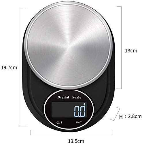 電子スケール 0.1g/10kg 高精度デジタルキッチンスケール ステンレススチール電子ジュエリースケール (B-5kg/0.1g