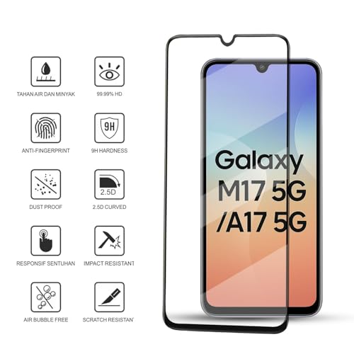 Image of OpenTech Military-Grade Tempered Glass Screen Protector Compatible for Samsung Galaxy M17 5G / Samsung Galaxy F17 5G / Samsung Galaxy A17 5G with Edge to Edge Coverage and Easy Installation kit