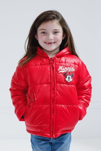 Disney Minnie Mouse Girls Zip Up Puffer Jacket Toddler to Big Kid Sizes (2T - 8)2