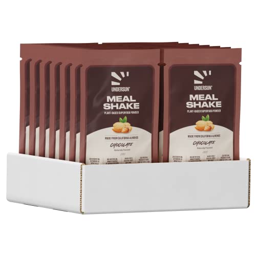 Undersun Protein Meal Replacement Shake for Weight Loss, Fuel Your Brain & Body, 22g Plant Protein from Almonds, Naturally Great Tasting, 26 Vitamins & Minerals, Alpha GPC, Choline, High Fiber, Low Glycemic Load, Gluten Free, Dairy Free & Soy Free, Non GMO, Natural Flavors, Delicious Chocolate, 14 Single Serving Packets