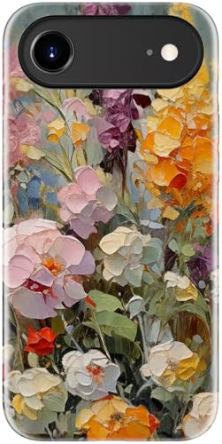 Image of Goodon for iPhone Air Case Cute - Wireless Charging Compatible - Dual-Layer Hard Shell + Silicone Cover - Protective Phone Case with Trendy Designs for Women - Oil Painting Flowers | Dual-Layer Hard Shell + Silicone, Slim Fit Protective Phone Cover with Wildflower Designs for Women Girls