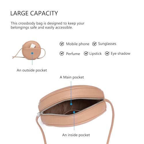Image of Circle Crossbody Bag for Women NYLON Circle Purse with Zipper Adjustable Knot Shoulder Straps