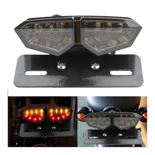 Feu arrière de moto avec clignotant rouge ambre et éclairage plaque - 2