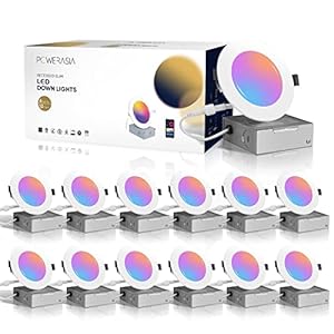 12 Pack Smart Recessed Lighting 6 Inch, Ultra-Thin LED Recessed Lighting 12W 1200LM Smart Downlight with Junction Box, Compatible with Alexa/Google Assistant – ETL and Energy Star Certified