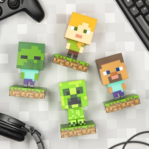Luce 3D Minecraft Creeper Lampada Notturna Ufficiale, Altezza 12 cm, Alimentazione a Batterie - Gadget - Immagine 5