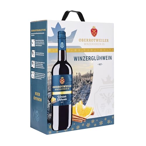 Oberrotweiler Wein-Box Glühwein 3 Liter - Winzerglühwein aus Rotwein Cuvée (12% vol.) mit fruchtig würziger Note & weihnachtlichen Gewürzen (1 x 3 0 l Bag-in-Box)