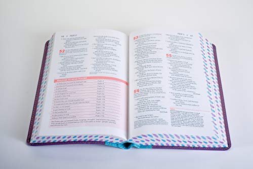 Girls Life Application Study Bible: New Living Translation, Purple / Teal Flower, Leatherlike