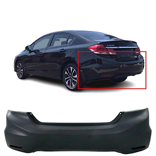 FitParts Compatible with Rear Bumper Cover Fascia Honda Civic 2013-2015 DX EX-L EX HF Hybrid-L LX SE Sedan. New Primed Without Sensor Holes. HO1100278 04715TR3A80ZZ
