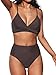 CUPSHE - Bikini da donna, a vita alta, elegante, due pezzi, marrone, L