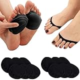 Flammi 6 Pairs Ball of Foot Cushion Socks,Women's Toe Cover with Padding Toe Topper Liner Socks Non-Skid Bottom(6Black)