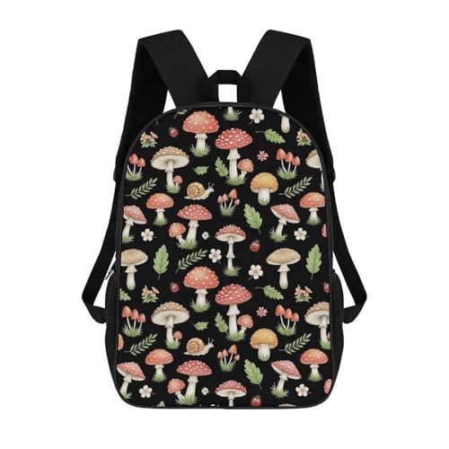 17 Inch Carry On Bookbag with Adjustable Shoulder Straps Mushroom Outdoor Travel Gym Backpack Unisex-Adult Sport Bag