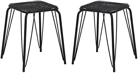 VH FURNITURE Stackable Metal Chair, Indoor and Outdoor Dining Barstool, 18 inch, Set of 2, Black