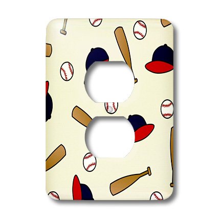 Couverture de sortie 2 prises motif baseball plaque interrupteur double lsp_40945_6