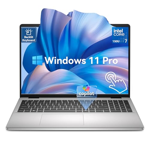 Dell 16 Touchscreen Laptop, Intel Core 7 150U(10-Core, Up to 5.4GHz), 32GB DDR5 RAM, 1TB SSD, 16' FHD+ IPS 300 Nits Display, Backlit Keyboard, Intel Graphics, AI Copilot, Windows 11 Pro