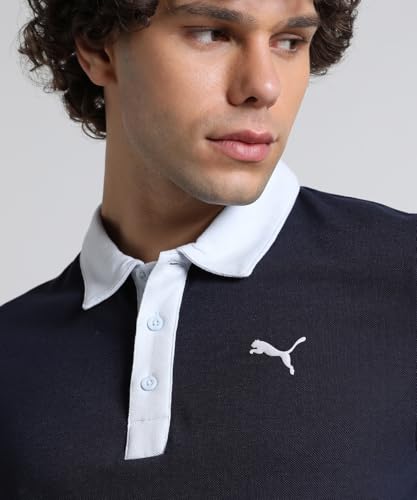 Image of Puma Men Cotton Solid Regular Fit Polo T-Shirt for Both Sporty Outings and Casual Daywear