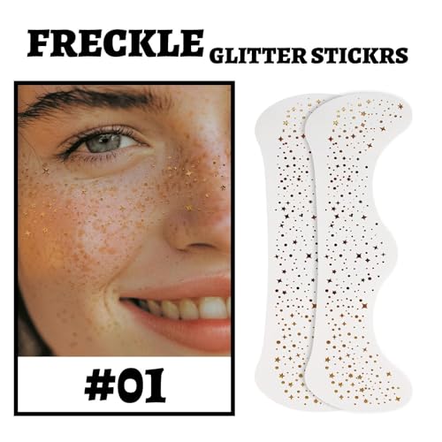 Speckles Make-up, Glitzer-Gesichts-Patches | 20 Kosmetik-Glitzer-Patches für das Gesicht | Wasserfestes, glitzerndes Make-up, temporäre Flicken mit Glitzermotiven für Frauen und Mädchen