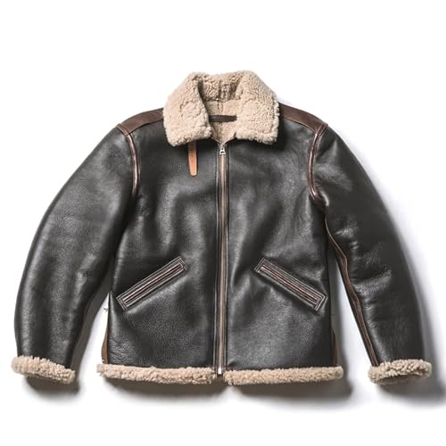 Image of The Next Men B6 Bomber Jacket Aviator Real Shearling B6 Pilot Bomber Leather Jackets For Men