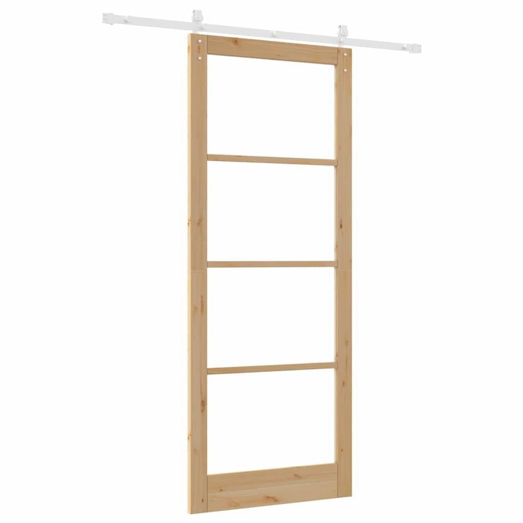 Drzwi przesuwne ORKDAL i lite drewno sosnowe i szklane 93 x 232 cm