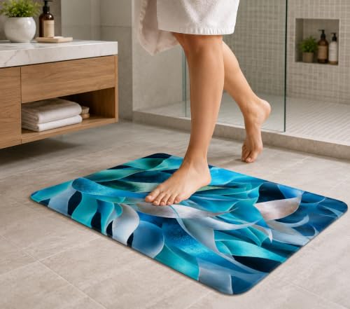 Image of BENAVJI Printed Bath Mat Combo Pack of 3 (14 x 23 Inch) | Super Soft Quick Dry Bathroom Floor Mat | Anti-Slip Water Absorbent Rug for Bathroom, Kitchen, Bedroom & Entrance | Multicolor