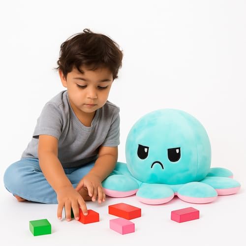 Image of Octopus Plushie Reversible Soft Toys for Kids | Plush Soft Toys for Baby Boys and Girls| Best Gift | Octopus Soft Toy for Kids