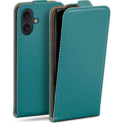 Étui iPhone 16 moex protection 360 en cuir synthétique bleu pétrole