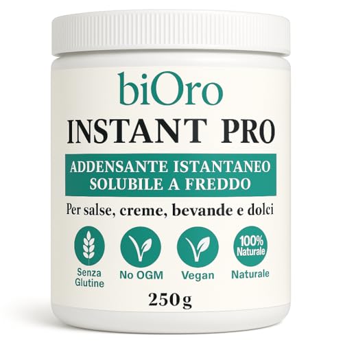 biOro INSTANT PRO 250 g – Addensante Istantaneo Solubile a Freddo – Miscela Professionale per Salse, Creme, Gelati, Frullati e Bevande – Vegan, Senza Glutine, No OGM