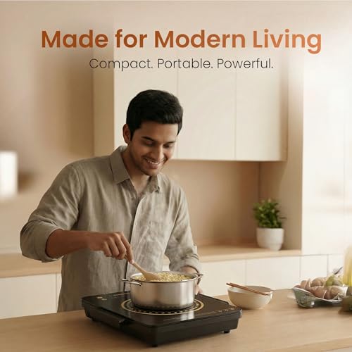 Image of OTEK Cook Xpert 2200W Infrared Cooktop | 8 Preset Modes | Touch Control with LED Display | Works with All Cookware | Crystal Glass | Portable Electric Stove