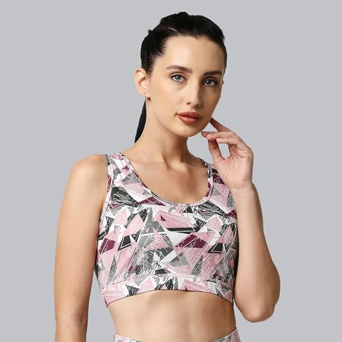 Image of SOIE Women's Medium Impact Quick Dry Padded Racerback Printed Athleisure Sports Bra