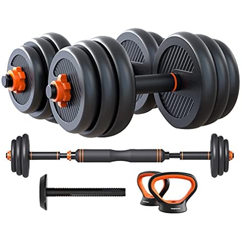 6 in 1 Dumbbell &Kettlebell & Barbell Set,40kg Adjustable Dumbells Weights Set, Four Fitness Modes Perfect for Home Gym Exercise and Strength Training Cover