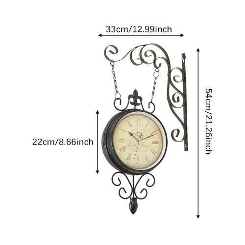 Horloge murale double face noire rotative à 360°