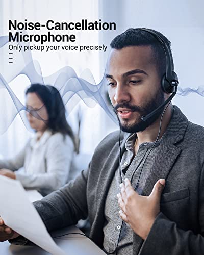 image for FEABASK USB Headset with Microphone for PC Laptop - Wired Computer Hea