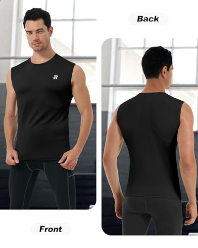 Runhit 3 Pack Men's Compression Shirts Sleeveless Workout Athletic Tank Top Sports Base Layer Undershirt for Running Gym2