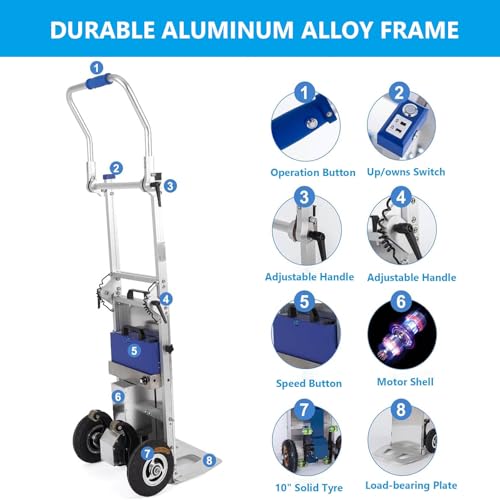 Elektrischer Treppensteiger, faltbarer Aluminium-Legierungslader zum Bewegen schwerer Möbel, dreilagiges Design mit Handschuhen im Lieferumfang enthalten