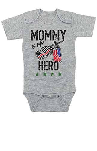 TeeNow - Mommy Is My Hero (Custom Color All Branches) - US Military Inspired Baby Infant Bodysuit - Boy/Girl