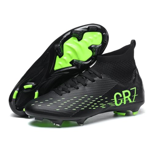 WANGYFAN Chaussures de Football pour garçons Chaussures de Sport d'extérieur pour garçons Chaussures de Soccer Unisexes pour Jeunes AG FG Baskets d'entraînement Larges,Noir,36 EU