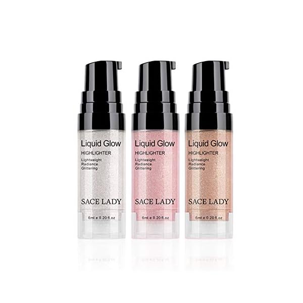 SACE-LADY-3-Pack-Liquid-Highlighter-Makeup-Set-Shimmer-And-Shine-Ultra-Smooth-Radiant-Illuminator-Kit-For-Face-Cheekbone-Body-Glow-Bronzer-Glitter-Illuminating-Highlighters-Makeups SACE LADY Liquid Highlighter Makeup Set Shimmer And Shine Ultra-Smooth Radiant Illuminator Kit For Face Cheekbone Body Glow Bronzer Glitter Illuminating Highlighters Makeups 3 Pack (3Ã6ml/0.2Fl Oz)