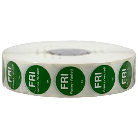 DayMark Safety Systems DuraMark IT110059 Day of The Week 3/4" Circle Permanent Label, Friday, Green,Roll of 2000 Cover