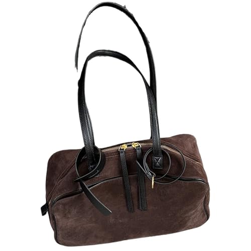 Sac daim marron grand sac à main en cuir véritable résistant pour charger sans compter